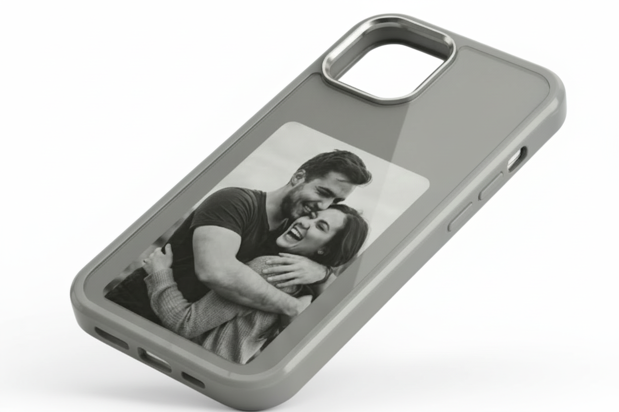 Gray phone case with white background